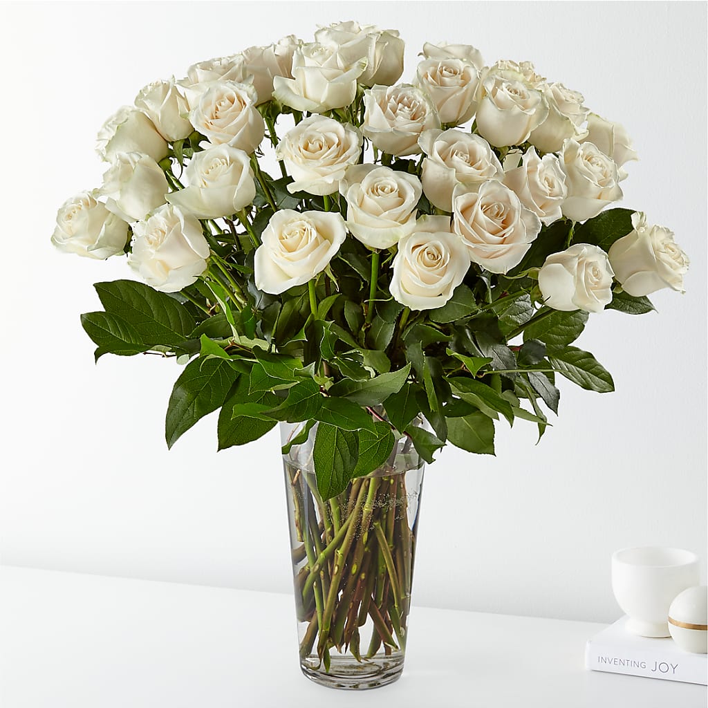 Long Stem White Rose Bouquet – Sunflowershop Llc, Orlando FL