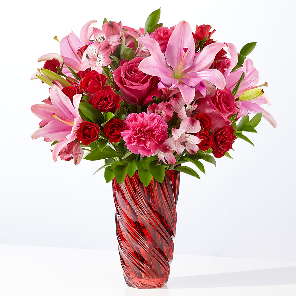 In Love Bouquet with Luxe Swirl Vase – Sunflowershop Llc, Orlando FL