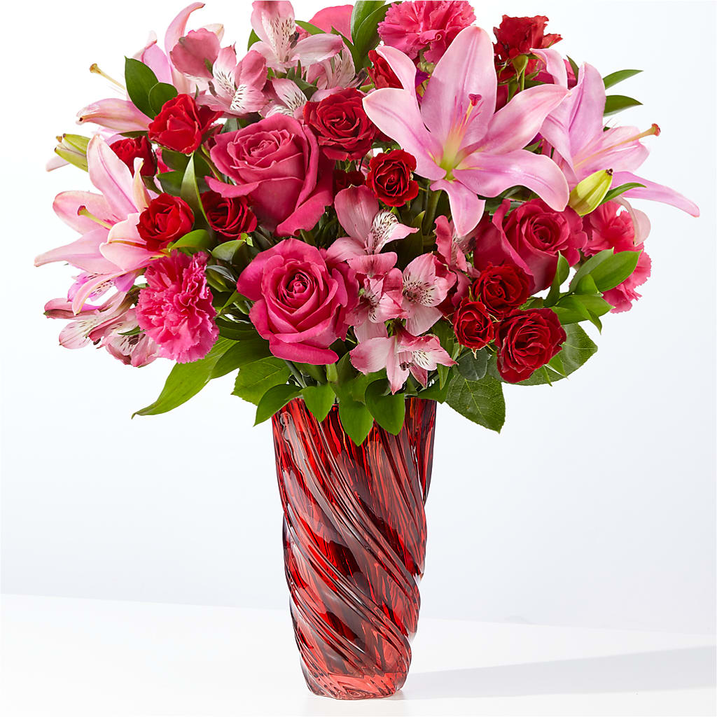 In Love Bouquet with Luxe Swirl Vase – Sunflowershop Llc, Orlando FL