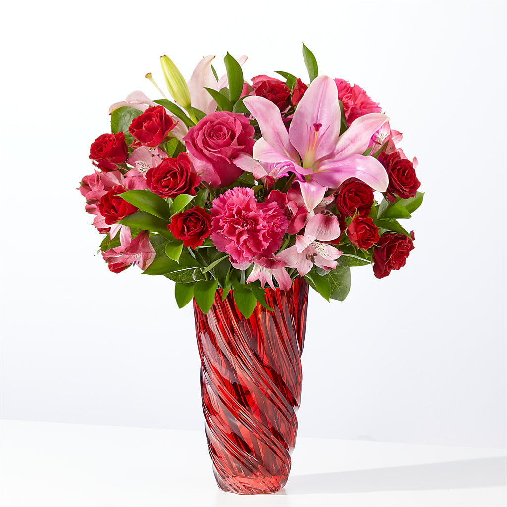 In Love Bouquet with Luxe Swirl Vase – Sunflowershop Llc, Orlando FL