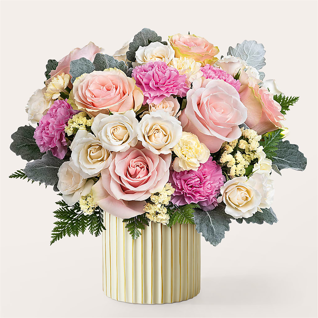 Blissful Moments Bouquet with Ivory Vase – Sunflowershop Llc, Orlando FL