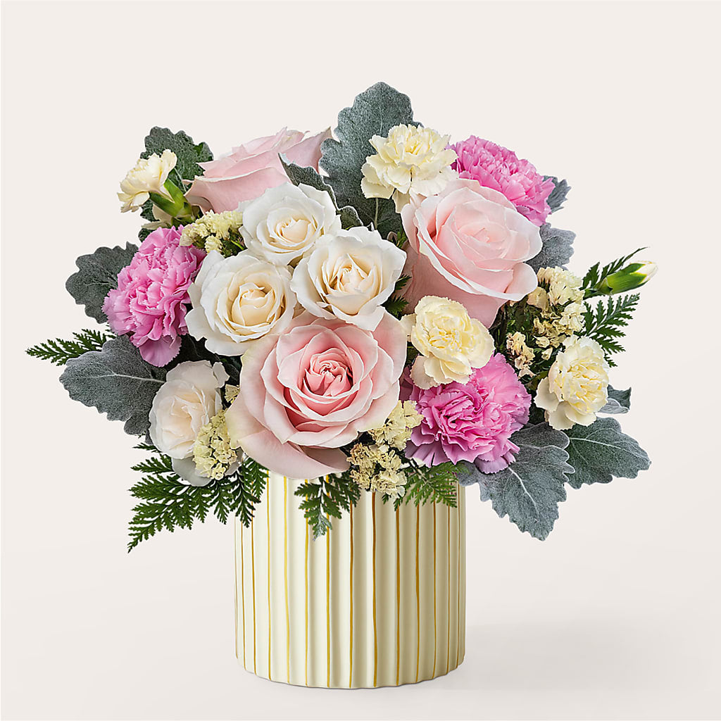 Blissful Moments Bouquet with Ivory Vase – Sunflowershop Llc, Orlando FL