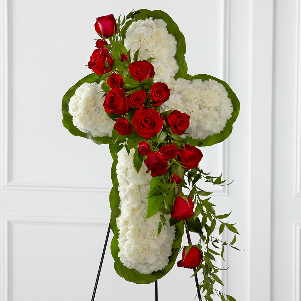 Floral Cross Easel – Sunflowershop Llc, Orlando FL