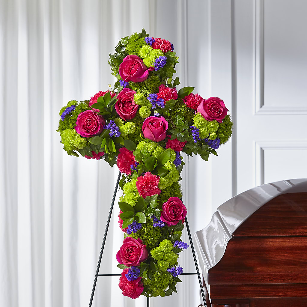 Tribute Rose Floral Cross – Sunflowershop Llc, Orlando FL