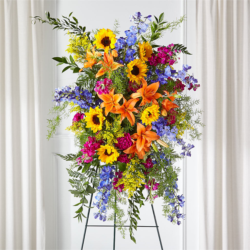 Sunlit Memories Standing Spray (Standard) – Sunflowershop Llc, Orlando FL