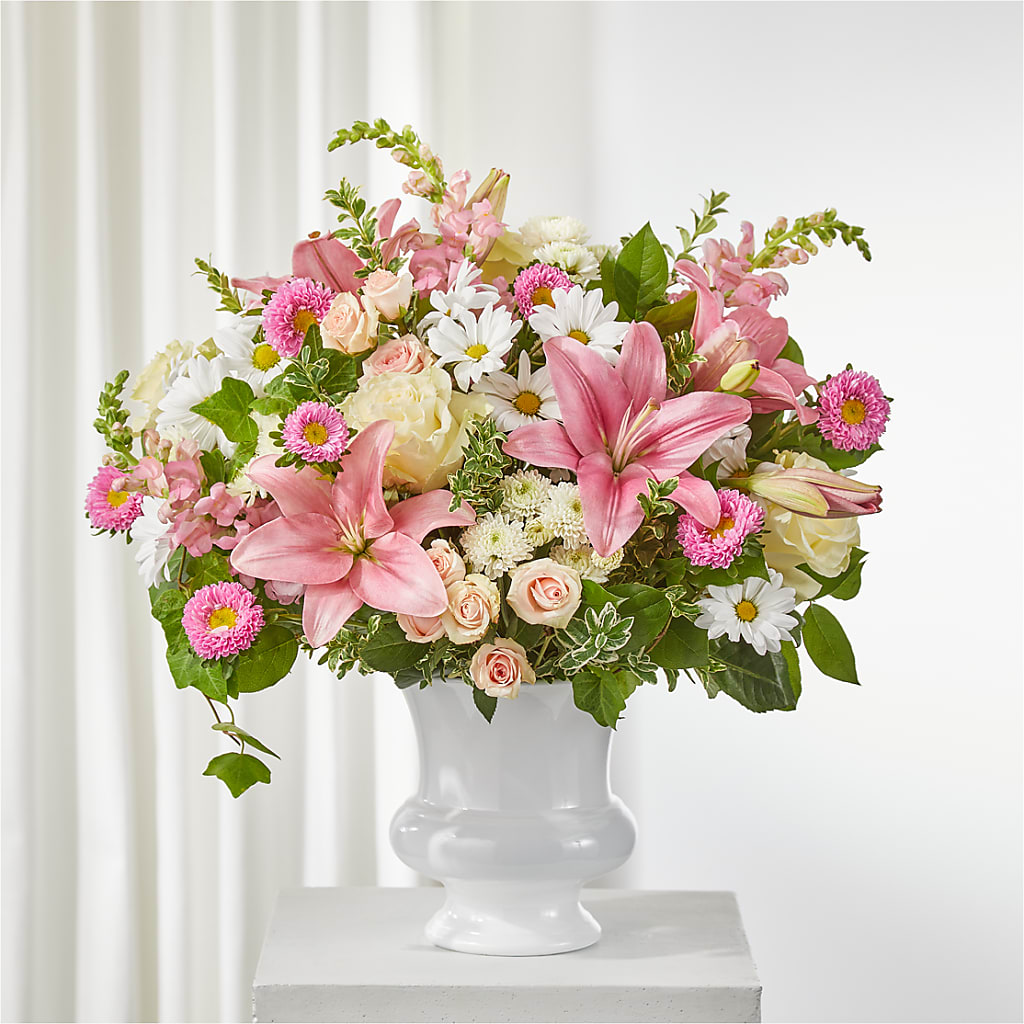 Empathetic Blooms Urn Arrangement – Sunflowershop Llc, Orlando FL