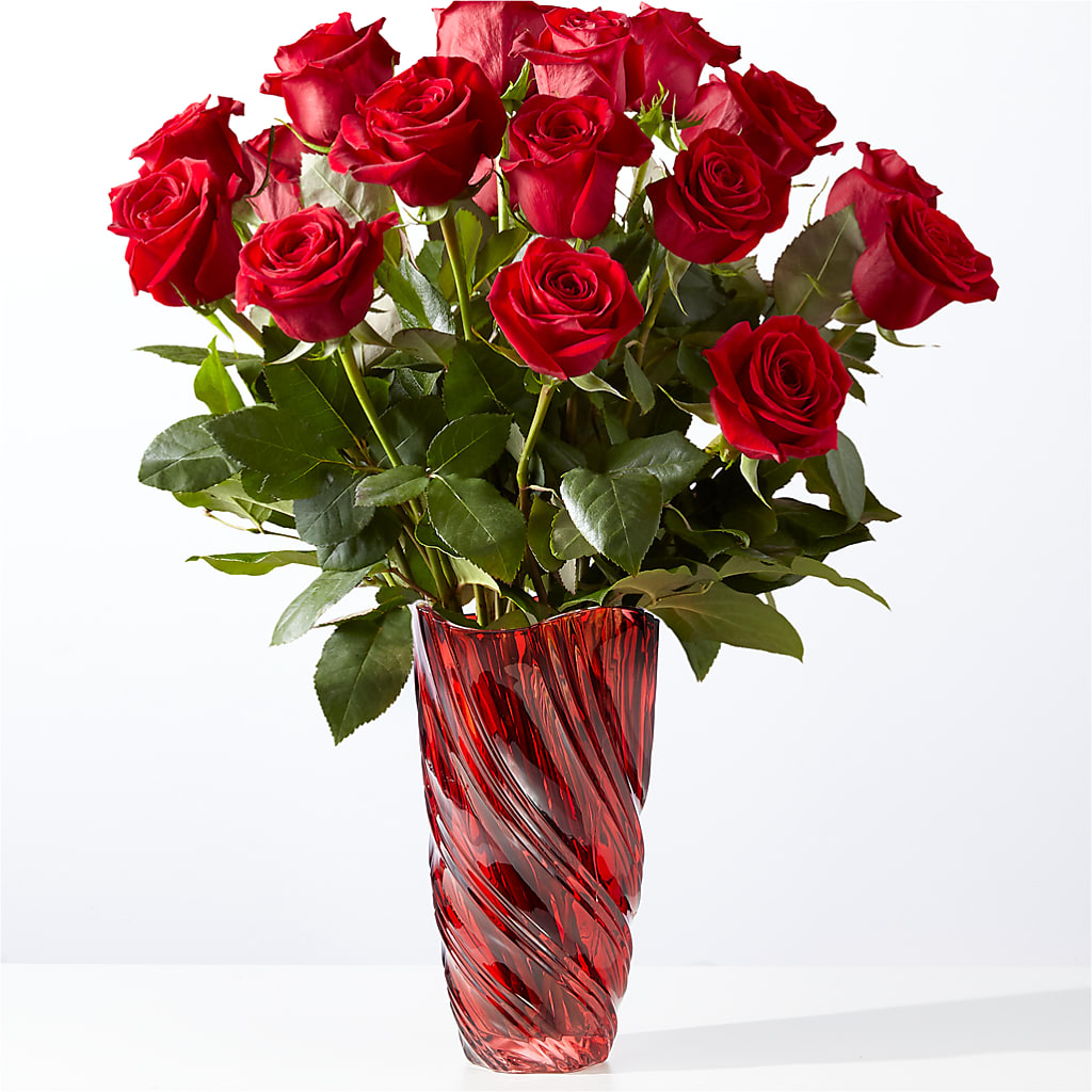 Classic Love Red Rose Bouquet with Luxe Swirl Vase – Sunflowershop Llc, Orlando FL