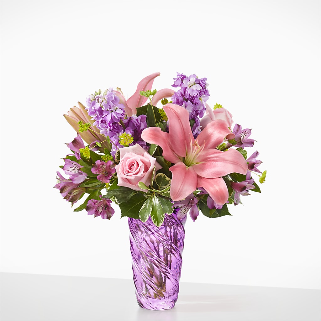 Precious Petals Bouquet with Luxe Swirl Vase – Sunflowershop Llc, Orlando FL