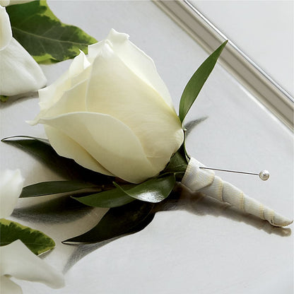 White Rose Boutonniere –  Sunflowershop Llc, Orlando FL